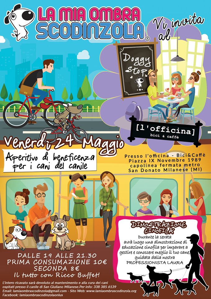 Doggy Stop, Aperitivo 24 Maggio a L’officina bar&bici